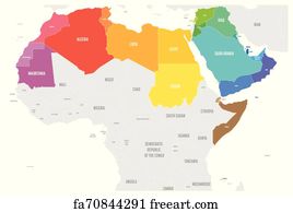 Free Art Print Of Arab World States Political Map With Higlighted