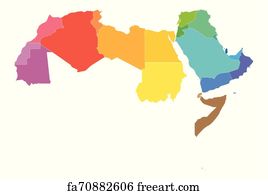 Free Art Print Of Arab World States Political Map With Higlighted