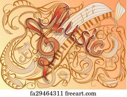 Free Art Print Of Music Clef And Notes Groovy Doodles Music Clef