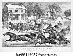 Brushing Art Print - A Brush For The Lead: New York "flyers" On The Snow.