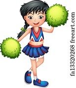 Free Art Print Of Cartoon Cheerleader Pompoms A Cartoon Illustration Of A Little Cheerleader With Pompoms Freeart Fa