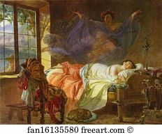 1830 1833 Watercolour Art Print - A Dream Of A Girl Before A Sunrise