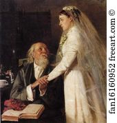 1894 Oil On Canvas The Art Museum Art Print - A Father's Blessing Before The Wedding