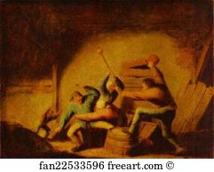 1637 Oil On Panel The Hermitage Art Print - A Fight