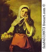 Girl With Fruit Art Print - A Girl With Fruits