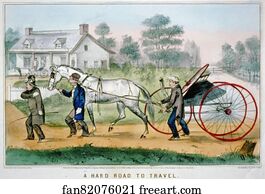 Travel Art Print - A Hard Road To Travel. Lithograph, Hand-Colored.