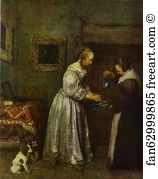Gerard Terborch Art Print - A Lady Washing Her Hands