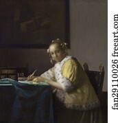 Writing Art Print - A Lady Writing