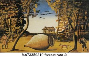 Niko Pirosmani Art Print - A Large Wine Jug In The Forest