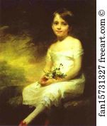 Little Girl Art Print - A Little Girl Carrying Flowers