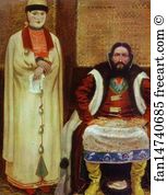 1896 Oil On Canvas The Russian Museum Art Print - A Merchant Family In The Xvii Century. Detail