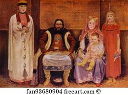 1896 Oil On Canvas The Russian Museum Art Print - A Merchant Family In The Xvii Century