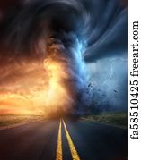 Free art print of Sunset Tornado. A Tornado forming in the evening from ...