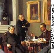 1866 Oil On Canvas The Tretyakov Gallery Art Print - A Reading. Detail