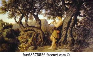 Flute Art Print - A Shepherd Playing Flute