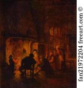 34 Art Print - A Talk At Fireplace