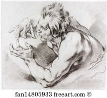 White And Red Chalk With Red Art Print - A Triton