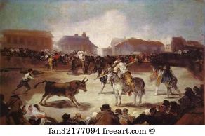 Bullfighter Art Print - A Village Bullfight