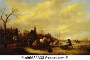 1640s Oil On Panel Art Print - A Winter Landscape