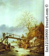 Isaack Van Ostade Art Print - A Winter Scene