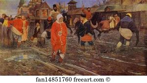 Holiday Art Print - A Xvii-Century Moscow Street On A Holiday