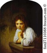 Lean Art Print - A Young Girl Leaning On A Window-Sill