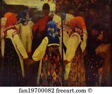 Old Young Art Print - A Young Man Breaking Into The Girls' Dance, And The Old Women Are In Panic