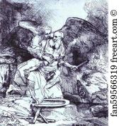 1655 Etching And Drypoint Art Print - Abraham's Sacrifice
