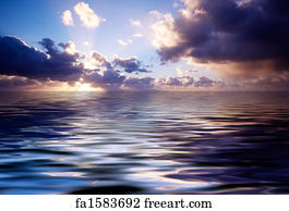 Free art print of Abstract ocean and sunset. Abstract ocean and sunset