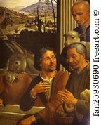 1485 Tempera On Wood Santa Trinita Art Print - Adoration Of The Shepherds. Detail