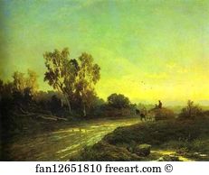 1869 Oil On Canvas The Tretyakov Gallery Art Print - After A Rain