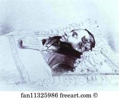 1837 Art Print - Alexander Pushkin On His Deathbed