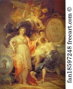 1810 Oil On Canvas Art Print - Allegory Of The City Of Madrid