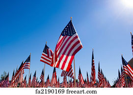 Military Art Print - American Flag Display In Honor Of Veterans Day