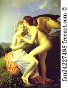 Amor Art Print - Amor And Psyche, Also Known As Psyche Receiveing Her First Kiss Of Love