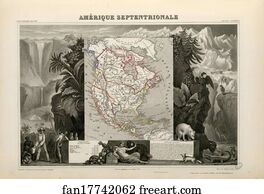 America Art Print - Amérique Septentrionale