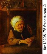 1640s Oil On Panel Art Print - An Old Woman By Window
