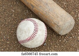 Free art print of Old Baseball, Glove, and Bat on Field. Old baseball ...