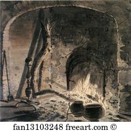 Sight Art Print - An Open Hearth With A Fire