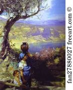 Ancient Art Print - Ancient Rome. In A Village. Detail