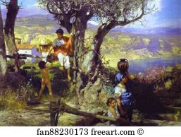 Henryk Hector Siemiradzki Art Print - Ancient Rome. In A Village