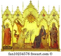 1333 Wood Panel Galleria Degli Uffizi Art Print - Annunciation