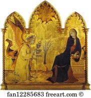 1333 Wood Panel Galleria Degli Uffizi Art Print - Annunciation