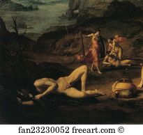 Tramsferred Art Print - Apollo And Marsyas. Detail