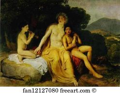 1834 Oil On Canvas The Tretyakov Gallery Art Print - Apollo, Hyacinthus And Cyparissus Singing And Playing Music