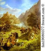 Eugene Delacroix Art Print - Arabs Skirmishing In The Mountains