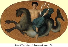 1854 Oil On Canvas 71 X 112 Cm Museum Of Art Art Print - Arion On A Seahorse