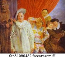 Unidentified Art Print - Arlequin, Pierrot And Scapin