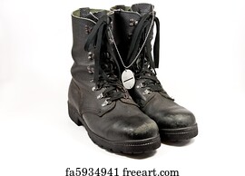 Military Art Print - Army Boots With Dog-Tag