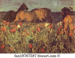 1900 Oil On Canvas The Tretyakov Gallery Art Print - At Nightfall